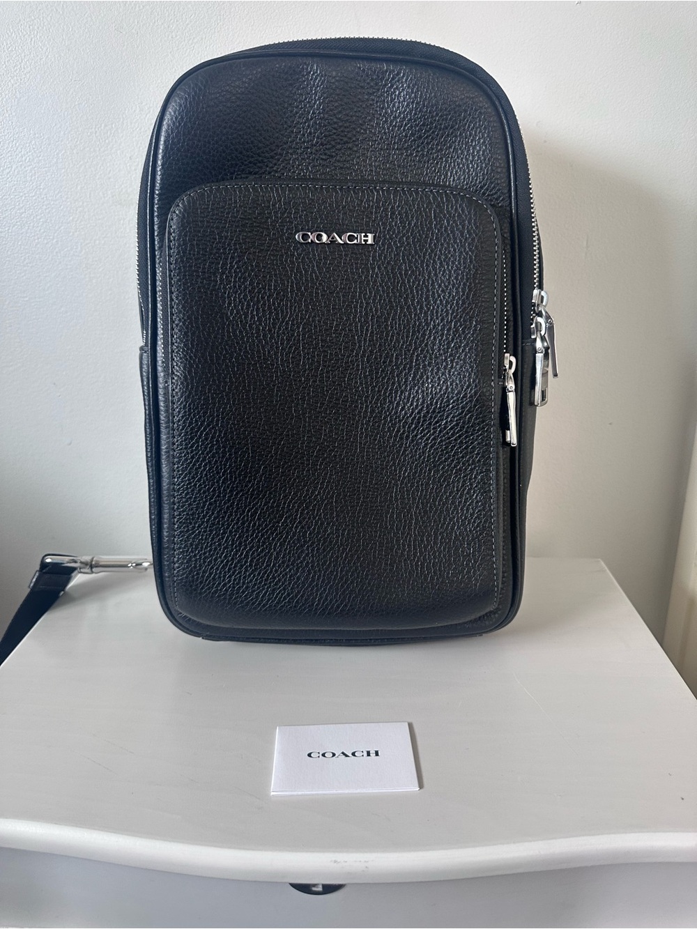 Coach Ethan Pebbled Leather Sling Backpack!